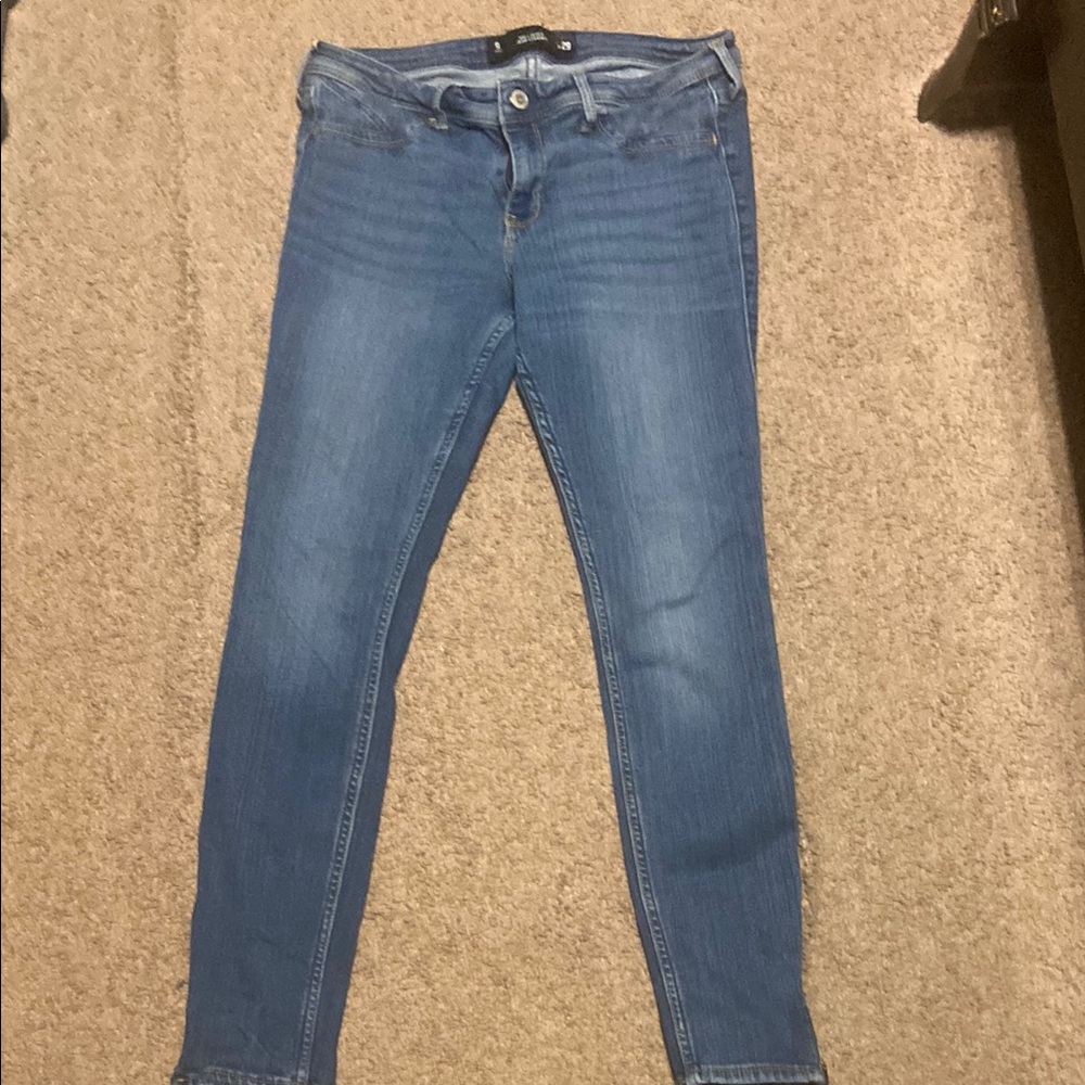 Hollister Blue Skinny Jeans with Worn-In Look